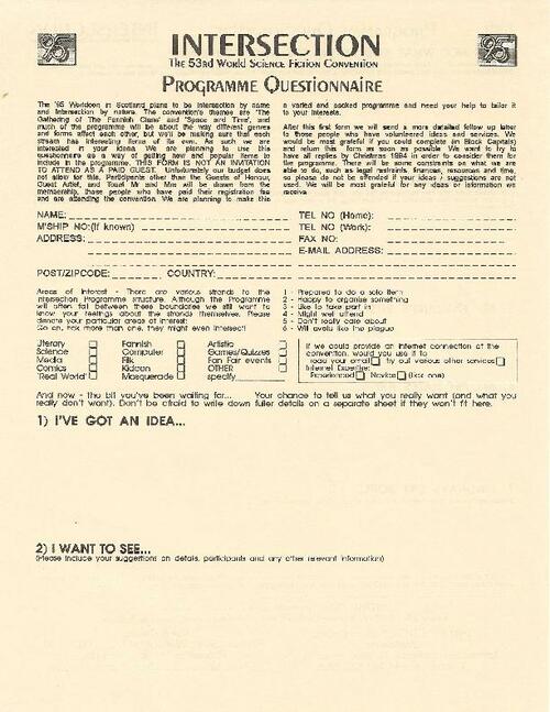 Programme Questionnaire